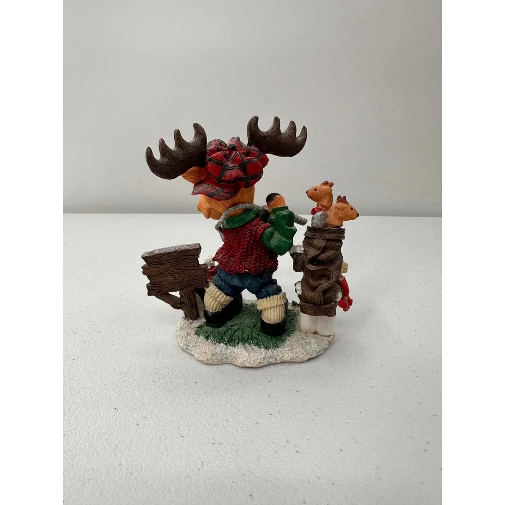 Ames Moose Golfing Figurine Christmas Holiday Decor Snowman Penguin Resin 4.5in